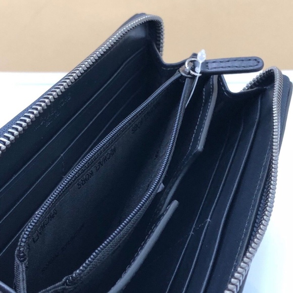 NWT Michael Kors Mens Grant Tech Zip Around Wallet Leather Palm Tree Navy $198 - Picture 9 of 11